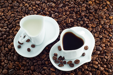 Image showing Cup of milk and coffee cup