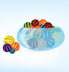 Image showing Colorful balls in bowl