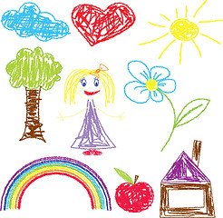 Image showing Crayon pained girl icon