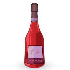 Image showing Bottle with pink wine raster illustration