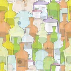 Image showing Water color bottles seamless raster