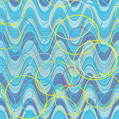 Image showing Waves and circles seamless pattern