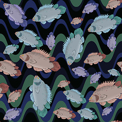 Image showing Fish and wave seamless pattern