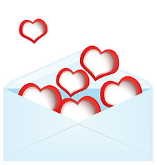 Image showing Red hearts and envelope