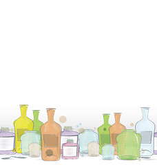 Image showing Water color jars border raster