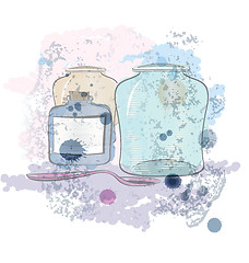 Image showing Water color jars and spoon vector