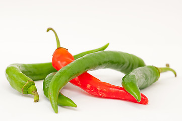 Image showing Green and red hot pepper