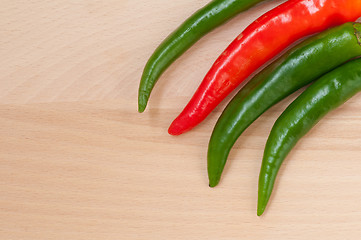 Image showing Green and red hot pepper