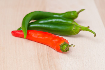 Image showing Green and red hot pepper