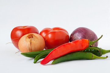 Image showing Tomatoes,green and red pepper, onion