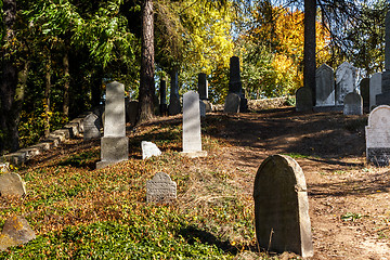 Image showing forgotten and unkempt Jewish cemetery with the strangers