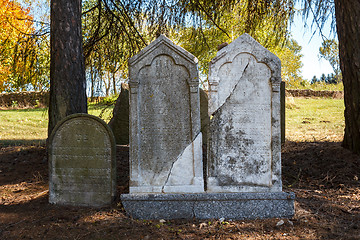 Image showing forgotten and unkempt Jewish cemetery with the strangers