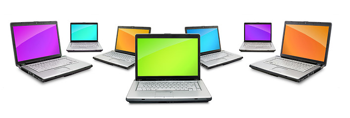 Image showing Open laptops