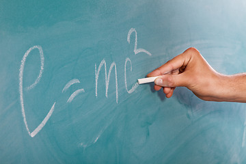 Image showing Einstein's Formula E=mc2 on a blackboard