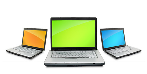 Image showing Open laptops