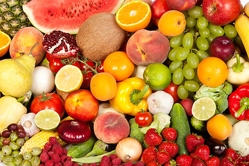 Image showing Huge group of fresh vegetables and fruits