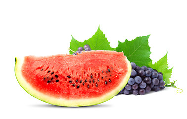 Image showing Watermelon and grape