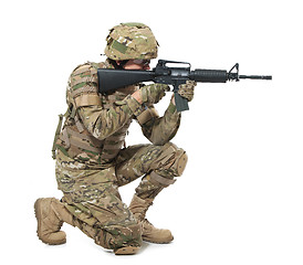 Image showing Modern soldier with rifle