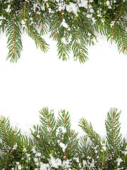 Image showing Christmas framework with snow isolated on white background