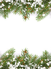 Image showing Christmas framework with snow isolated on white background