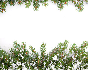 Image showing Christmas framework with snow isolated on white background
