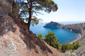 Image showing Summer view seacoast. Sudak beach. Black Sea, Ukraine