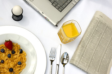 Image showing Multi-Tasking Breakfast