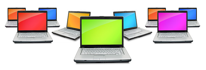 Image showing Open laptops