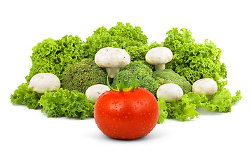 Image showing Champignon on a lettuce