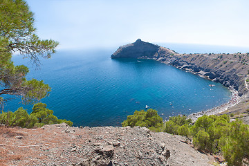 Image showing Summer view seacoast. Sudak beach. Black Sea, Ukraine