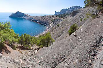 Image showing Summer view seacoast. Sudak beach. Black Sea, Ukraine