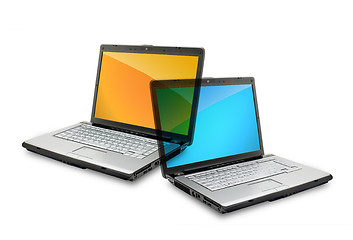 Image showing Open laptops