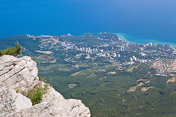 Image showing Summer view seacoast. Yalta beach. Black Sea, Ukraine