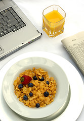 Image showing Working Breakfast