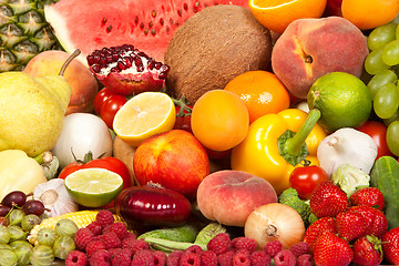 Image showing Huge group of fresh vegetables and fruits