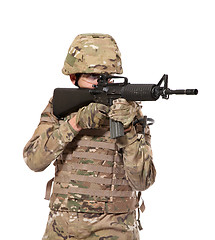 Image showing Modern soldier with rifle 