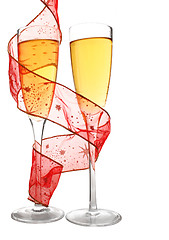 Image showing Champagne and Ribbon