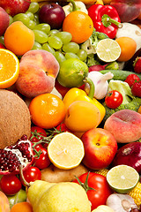 Image showing Huge group of fresh vegetables and fruits