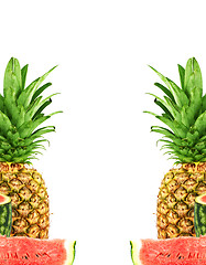 Image showing Pineapple and watermelon