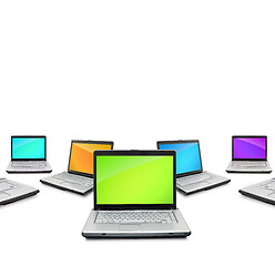 Image showing Open laptops