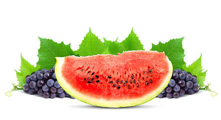 Image showing Watermelon and grape