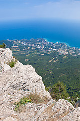 Image showing Summer view seacoast. Yalta beach. Black Sea, Ukraine