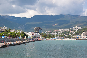 Image showing Summer view seacoast. Yalta beach. Black Sea, Ukraine