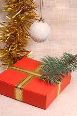 Image showing Christmas decoration and gift box