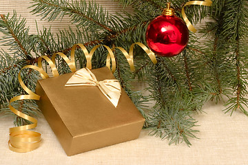 Image showing Christmas decoration and gift box