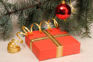 Image showing Christmas decoration and gift box