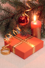 Image showing Christmas decoration and gift box