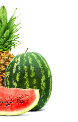 Image showing Pineapple and watermelon