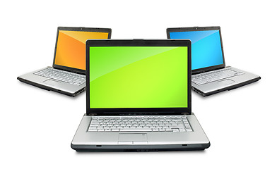 Image showing Open laptops