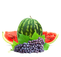 Image showing Watermelon and grape